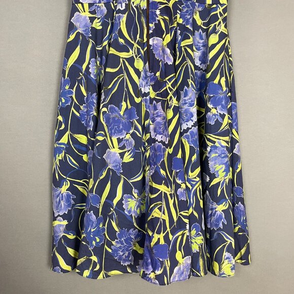 Closet London Floral Dress Retro Blue A-Line Zip Back Size 10 Sleeveless Cotton - Picture 7 of 11